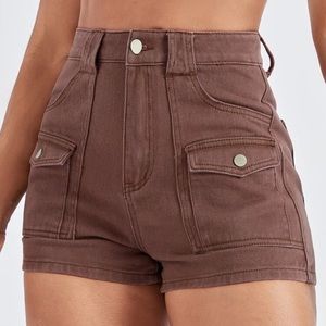 Brown denim shorts